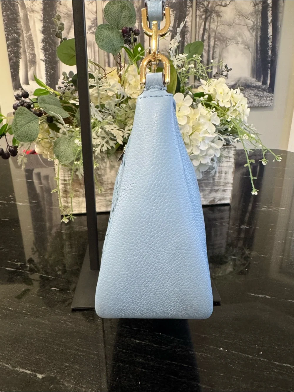 Kate Spade Kayla Woven Leather Small Shoulder Bag Blue NWT Gold Hardware KL026 - Picture 5 of 14